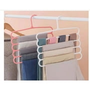 Pants Hangers Non Slip 2 Pack Space Saving Hangers ,Space Saver Hangers Closet Storage Organizer for Pants Jeans Trouser Tie Slack Clothes (Random Color)
