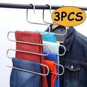 Pants Hangers S-Type Stainless Steel Clothes Closet Storage Organizer for Pants Jeans Scarf Hanging 14.17" x 14.17" 3Pcs