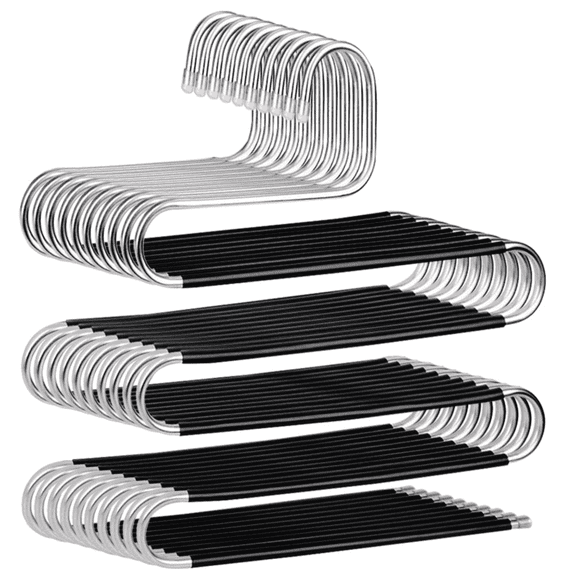 Northern Brothers Classics Adult Space-Saving 5-Tier Stainless Steel Non-Slip Skirt & Clothes Hangers(10 Pcs,Black)