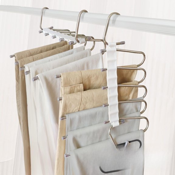 Pants Hangers Space Sas Metal Closet Organizer,Clothes Jean Hanger,Anti-Slip Design,Closet Organizers and Storage for Skirts Scarf Legging