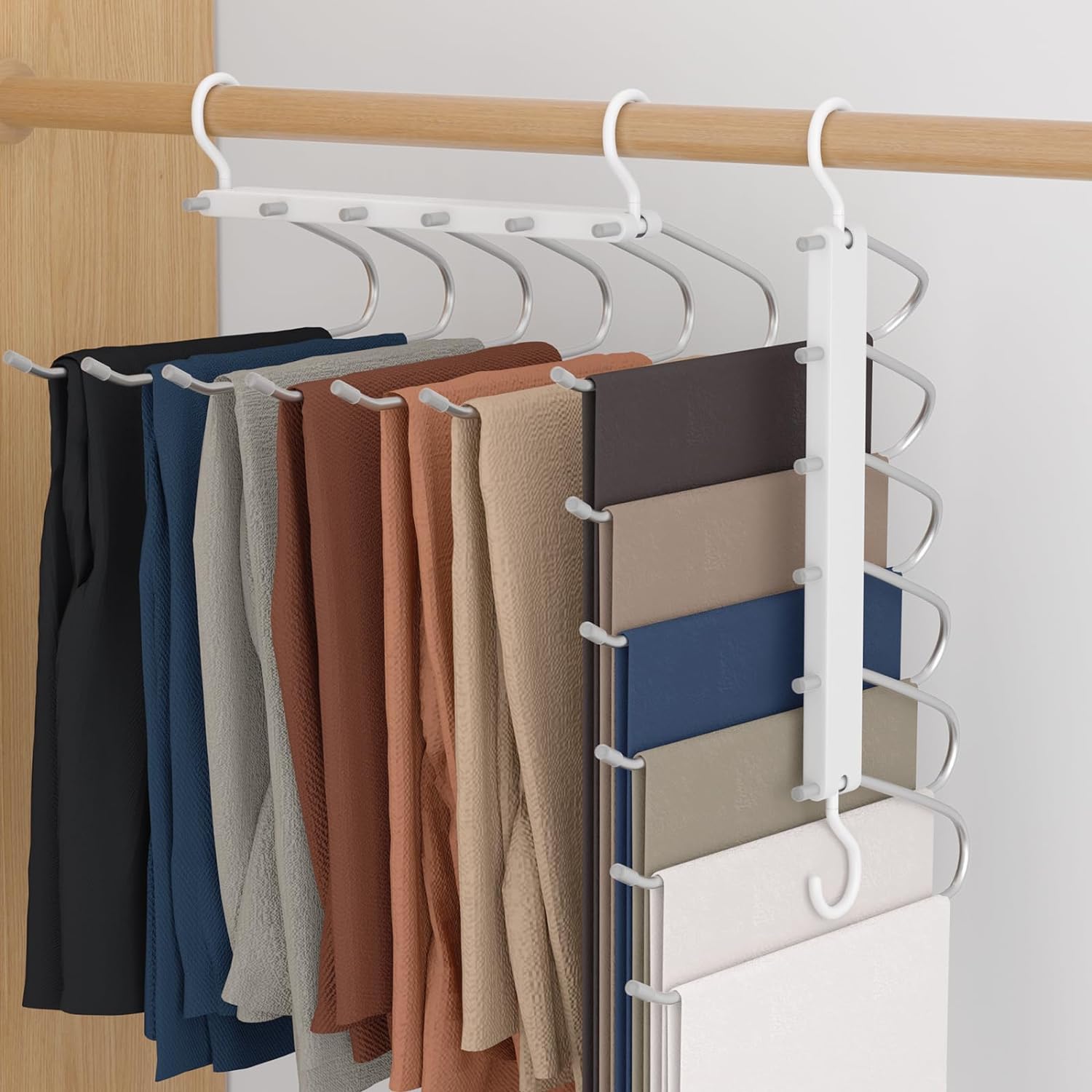 Pants Hangers Space Saving 3 Pack Jean Hangers for Closet Organizer