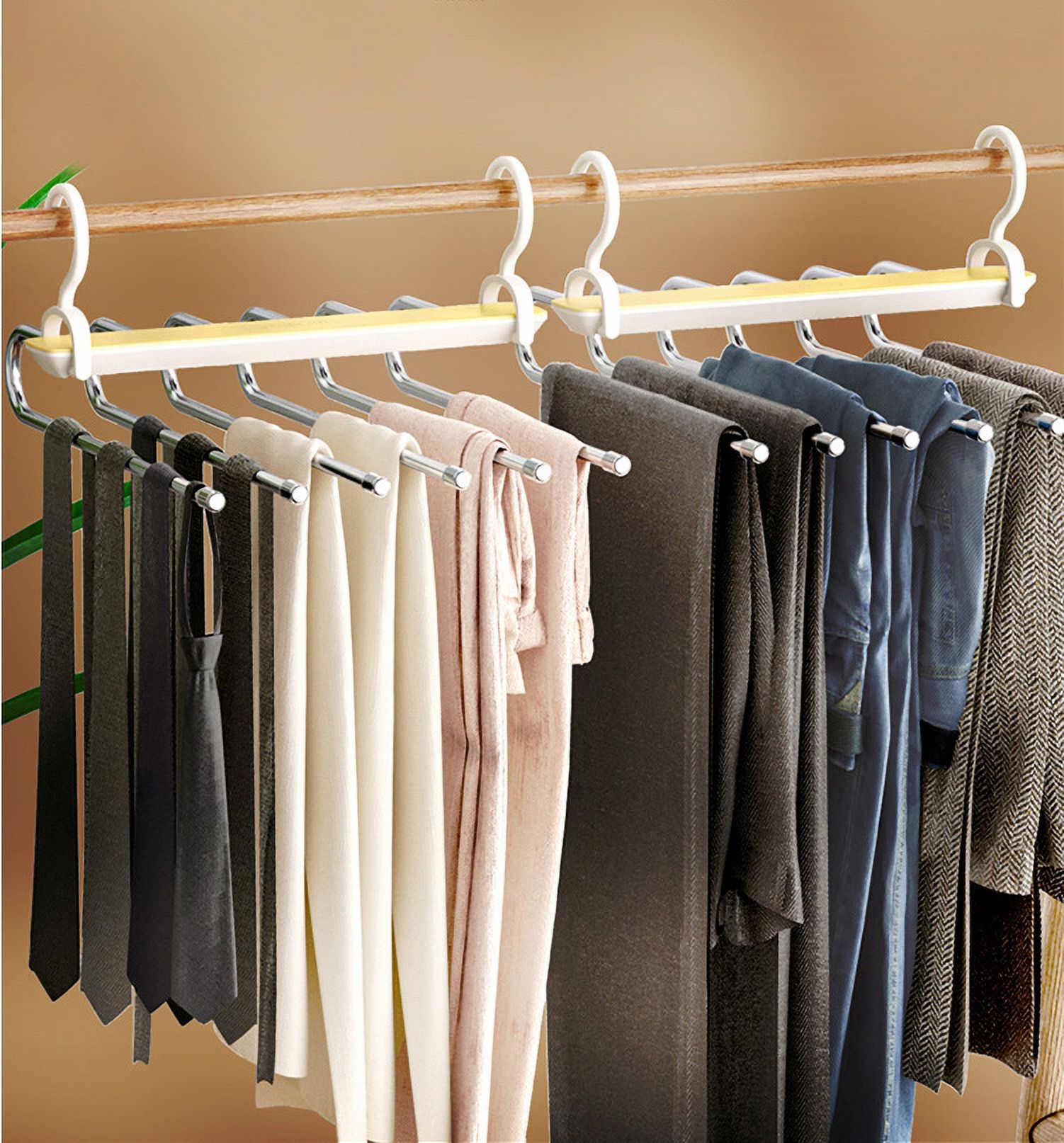 Pants Hangers Space Saving 3 Pack Jean Hangers for Closet Organizer