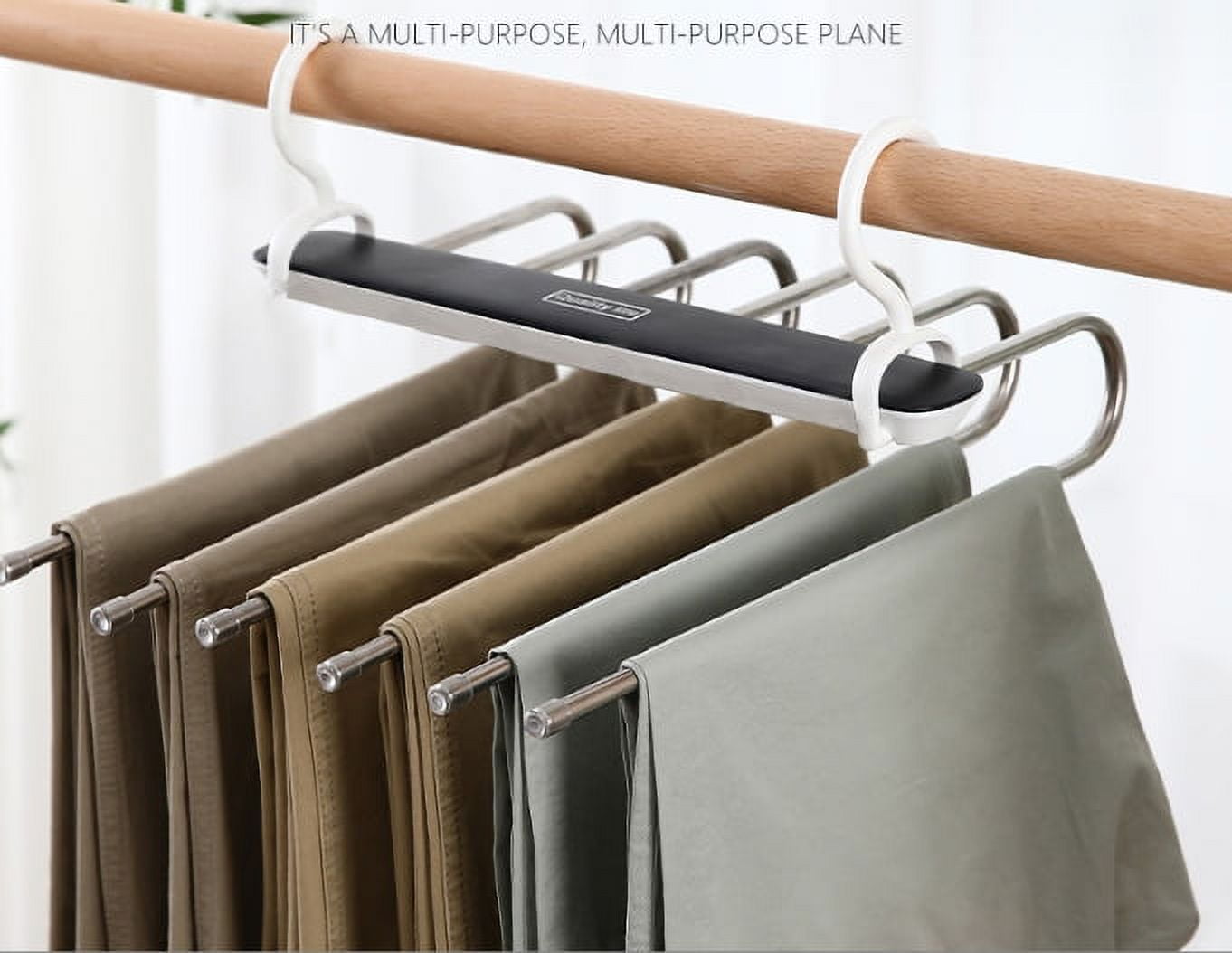 Pants Hangers Space Saving 3 Pack Jean Hangers for Closet Organizer