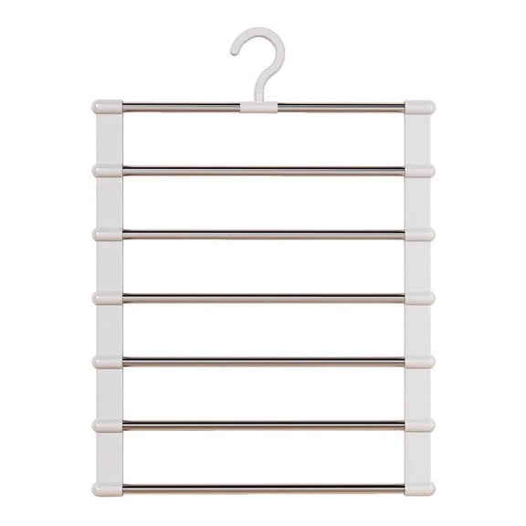 Pants Hangers, Space-Saving 6-Tier Pants Hanger for Closet, Stackable Organizer Holds 6 Pairs, 360 Rotating Hook, Foldable Drawer-Friendly Accessory for Jeans Trousers Wardrobe Storage