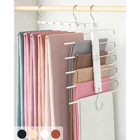 Pants Hangers Space Saving - European Beechwood Scarf and Jean Hangers - Closet Organizer and Space Saver Pant Rack, Leggings Hanger, and Scarf Holder with 360° Swivel Hook (1 Pack)