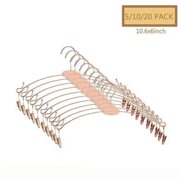 Pants Hangers, Space Saving Metal Clothes Hanger with Non-Slip Pinch Clips, 10 Pack