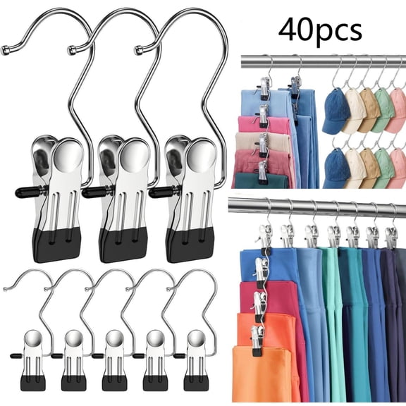 Pants Hangers with Clips - 40 Pack Space Saving Hangers for Closet, Multi-Use for Jeans, Shorts, Skirts, and Yoga Pants