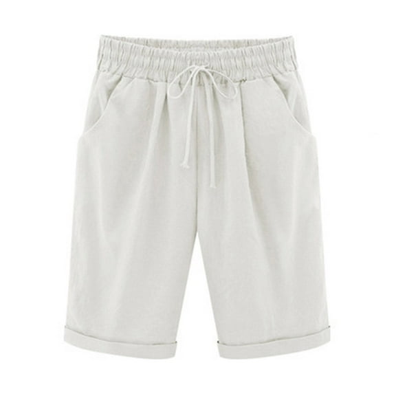 Pants For Ladies Slim Fit Pockets Slacks Loose Wide Leg Shorts Casual Straight Leg Trousers Elegant Drawstring Pants Solid Color Slacks Elasticated Waist Shorts Up to 65% off