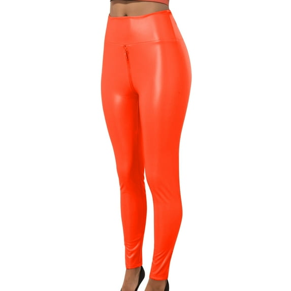 Pants Leggings Stretch Waisted Womens High Leather Pleather Pants Zip Open Crotch Pants Leather Pants Women Flare Bottom Dark Leather Pants Sequined Catsuit Rank and Style Solid Pant Leather