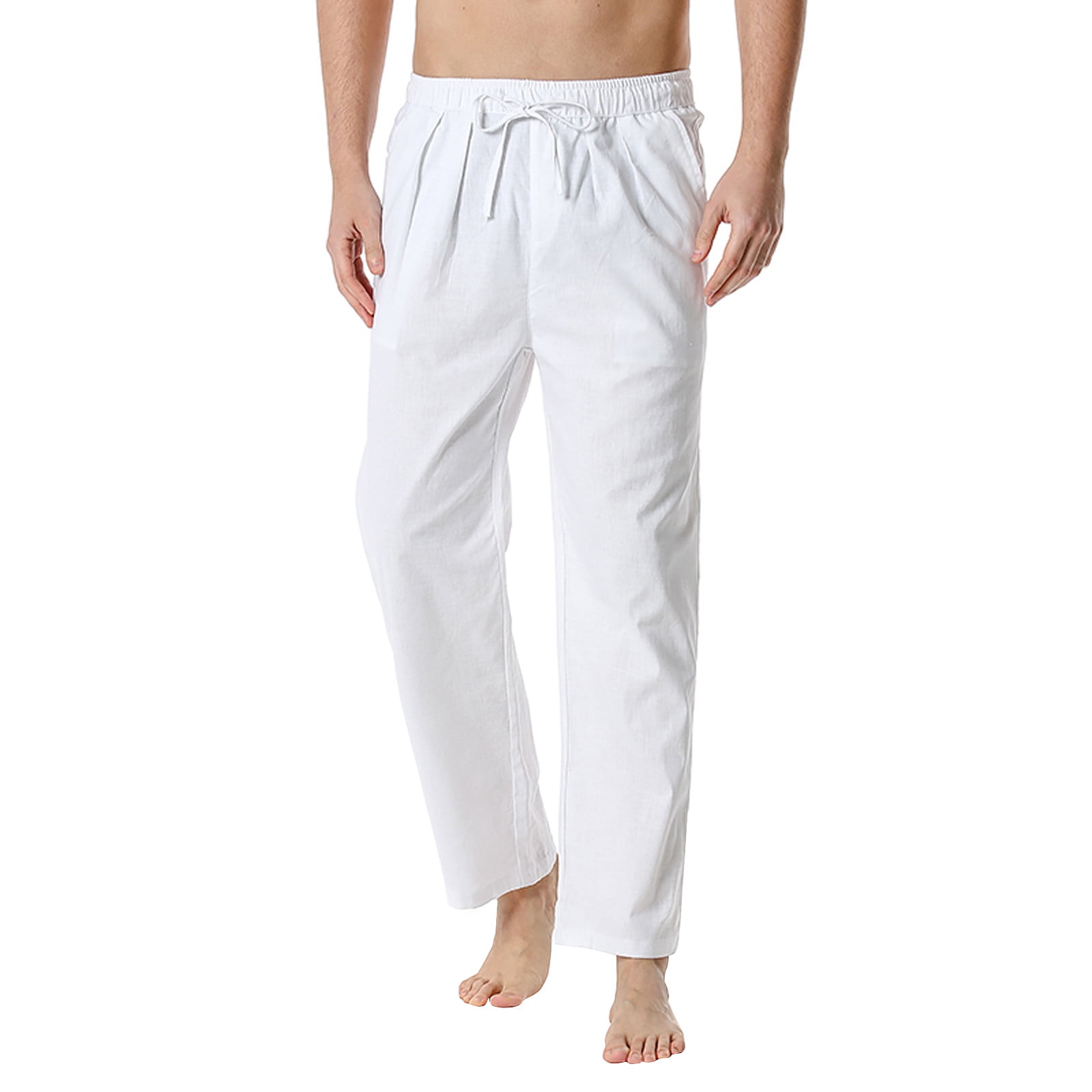Pants Lightweight Men's Elastic Casual Home Pants Waist Loose Cotton ...