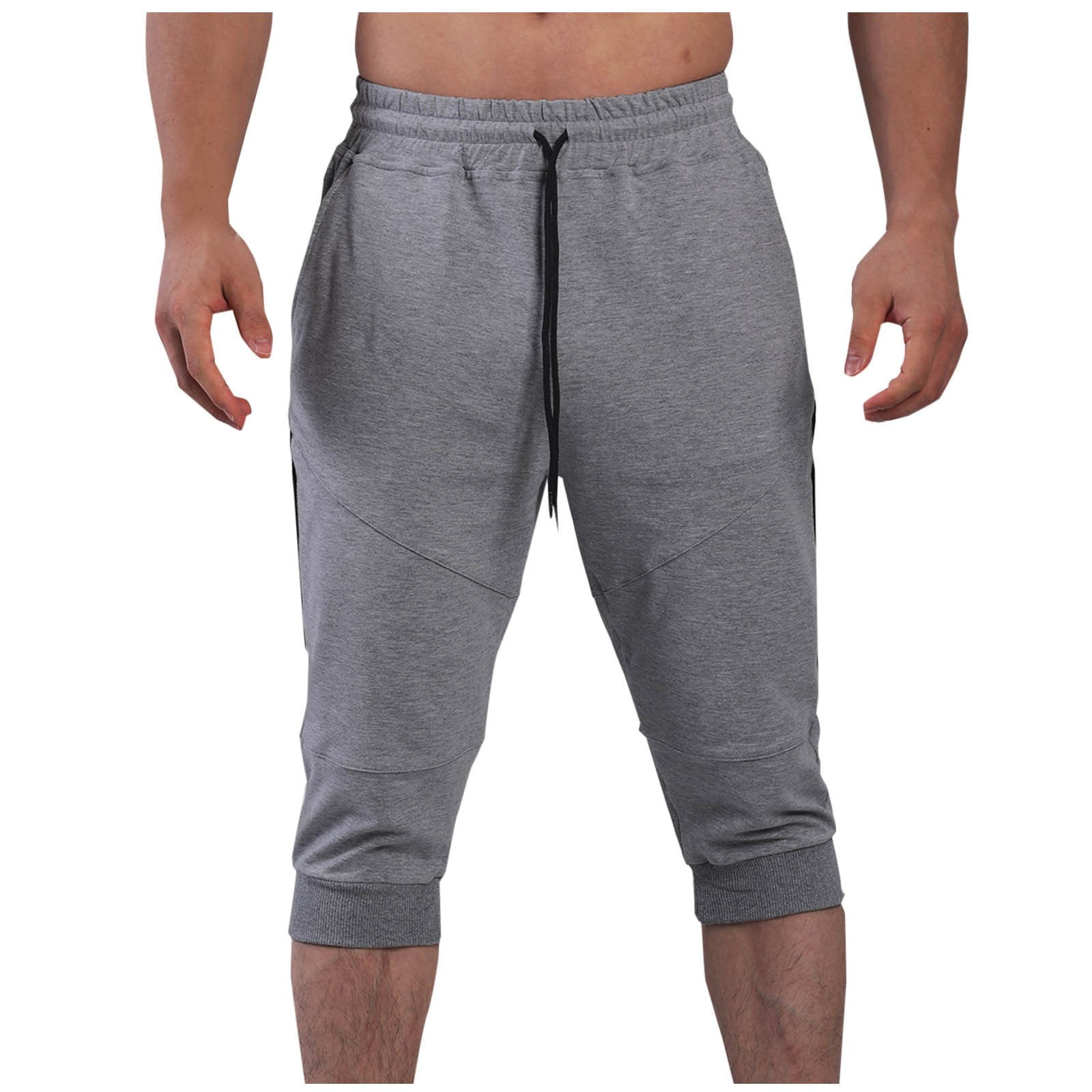 Pants for Men Athletic Pants Mens Capri Pants Sweat Pants with Pockets Business Casual Pants Workout Men s Pants Elastic Waistband Solid Color Elastic Rope Pants Sports Fitness Pants Walmart