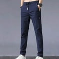 thumbnail image 1 of Pants for Men Men's Fashion Summer Casual Solid Classic Trousers Drawstring Elastic Waist Lightweight Long Pants Large Loose Trousers with Pockets Size M-5XL, 1 of 3
