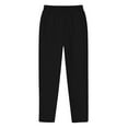 thumbnail image 1 of Pants for Men Solid Color Soft Comfy Loose Straight Leg Thick Warm Trousers with Pockets Sports Running Elastic Waist Winter Mens Dress Slacks Black L, 1 of 5