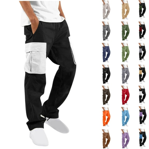 Pants Mens Fashion Joggers Sports Pants Solid Casual Multiple Pockets Outdoor Straight Type Fitness Pants Cargo Pants Trousers
