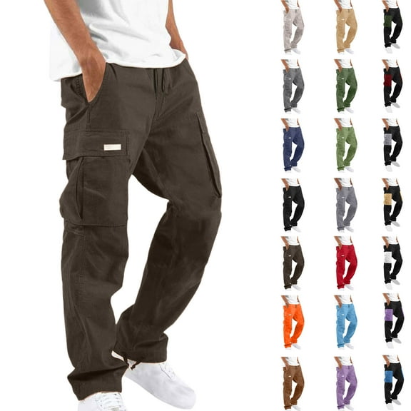 Pants Mens Fashion Joggers Sports Pants Solid Casual Multiple Pockets Outdoor Straight Type Fitness Pants Cargo Pants Trousers