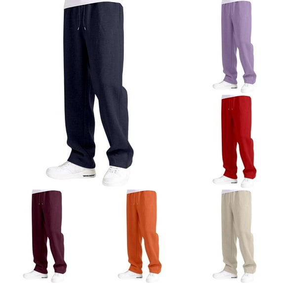 Pants Para Hombre Mens Fall Solid Sweatpants Straight Leg High Waisted Joggers Pants Workout Yoga Trousers with Pockets Trousers for Men Yellow M
