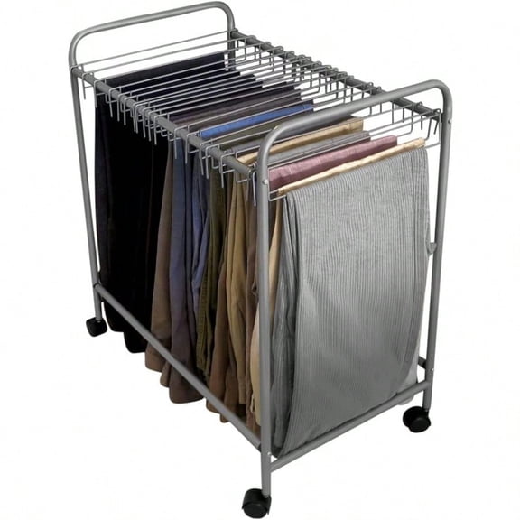 Pants Rack With 20 Pants Hangers Rolling Trolley Cart Skirt Hangers Jean Organizer For Closet