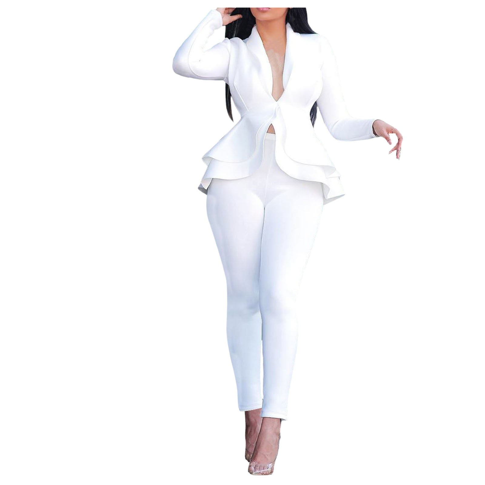 White Formal Pants Suits Women  White Business Suits Women - Plus