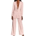 thumbnail image 1 of Pants Suits for Women Dressy 2 Piece Business Casual Lapel Long Sleeve Open Front Blazer Pants Suit Set Pink L, 1 of 9