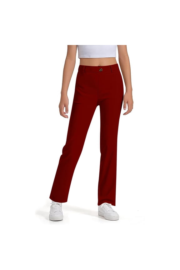 Pants Unisex Boys Girls Uniform Straight Leg Flat Front School Style Long Pants Adjustable Waist Zip Fly Classic Fit Preppy Daily Wear Joggers