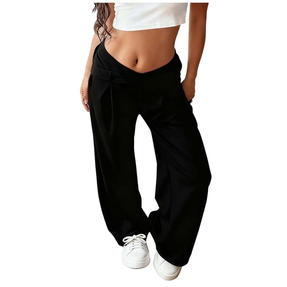 Pants Woman Women's Sweat Pants Fashion Women Casual Solid Color Sport Sweatpants Long Pants Full Length Pants Black S
