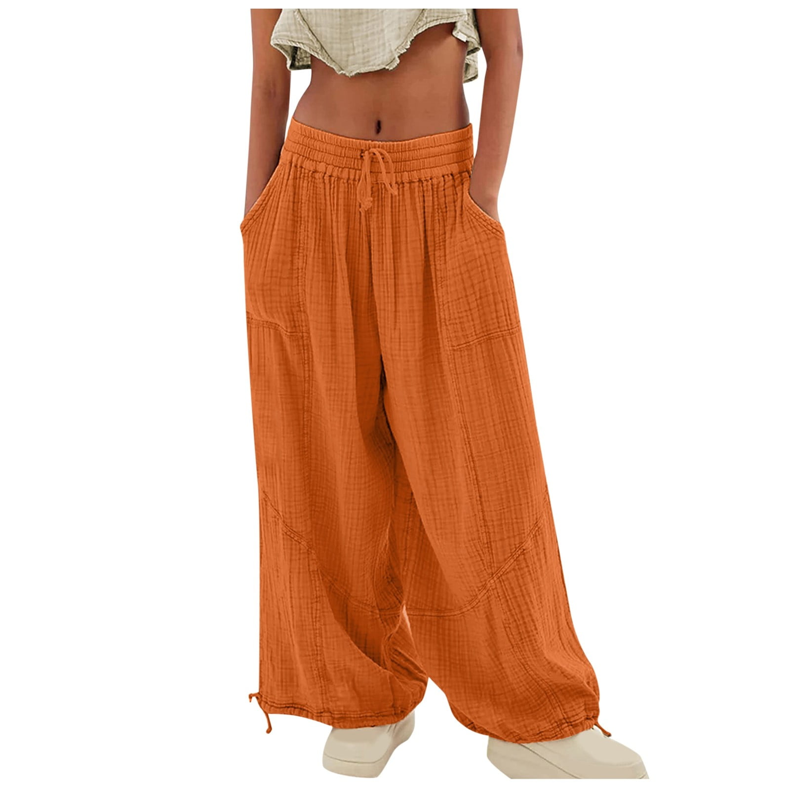 Pants for Women Business Casual Outfits for Women Orange Baggy Pants ...