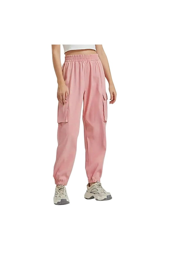 Pants for Women Casual Clothes Womens Drawstring Pants Womens Cropped Trousers for Summer Owned Business Lined Warm up Smart Skin Women's Travel Business Casual Pink S