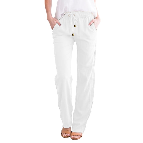 Pants for Women Casual Relaxed Full Length Tapered Style Elastic Drawstring Waist Side Pockets Easy Everyday Fit with Ankle Length Design Womens Loose Pants