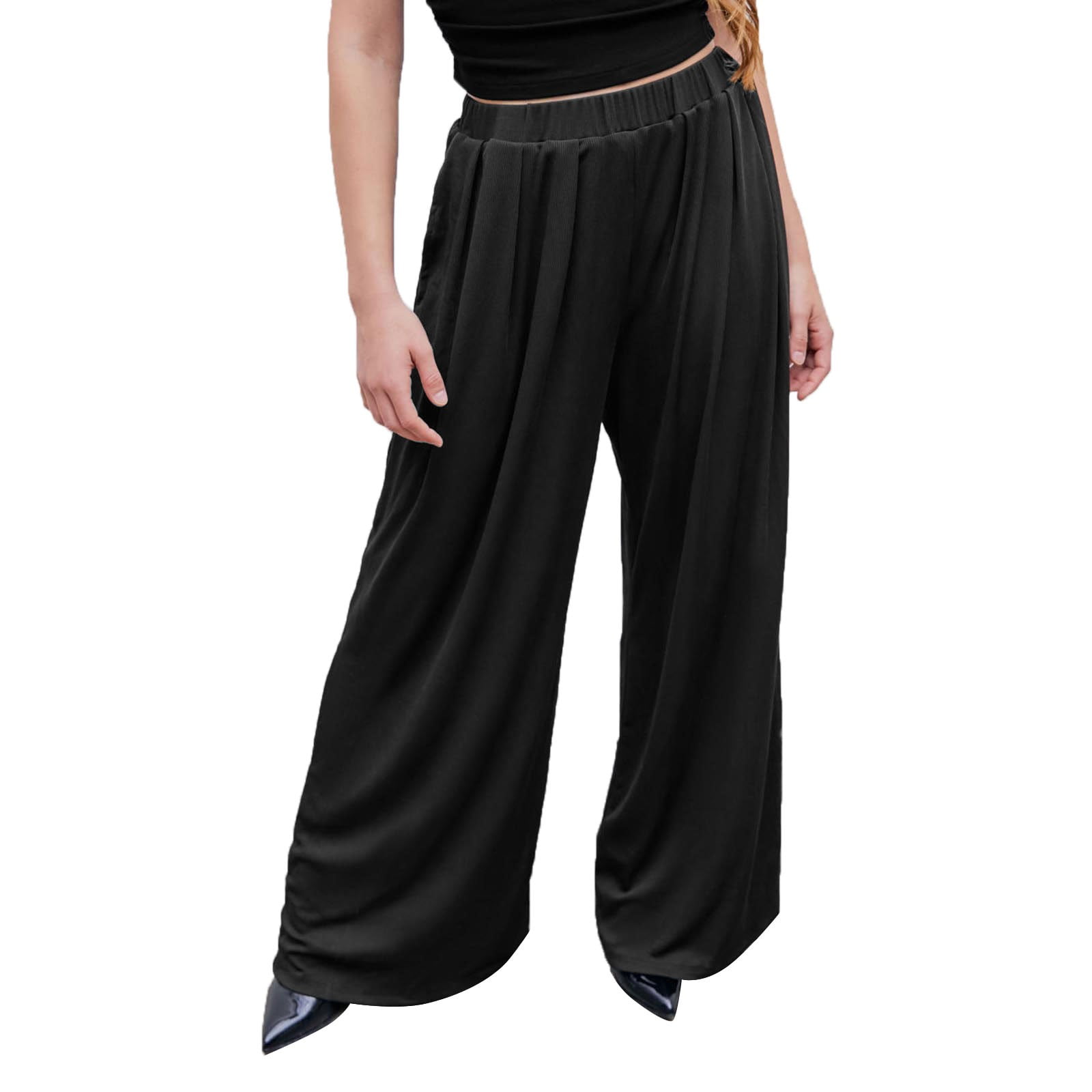 on Pants for Women Casual Woman Relaxed Fit Baggy Clothes Black Pants ...