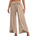 thumbnail image 1 of Pants for Women Chambray Women Linen Casual Pants S with Pockets for Summer Business Attire Casual Athletic Lady Fashion Summer Winter Sports Wide Leg Beige L, 1 of 8