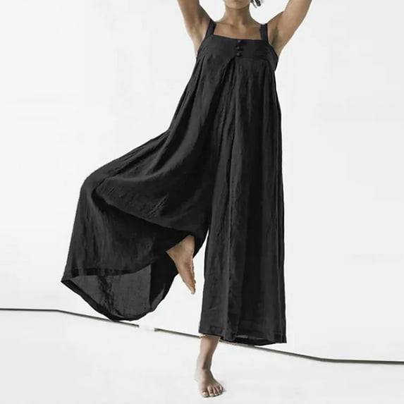 Pants for Women,Clearance Women's Plus Size Fashion Women Casual Cold Shoulder Jumpsuit Solid Suspender Jumpsuits Wide Pocket Leg Pant Loose Causal Pants