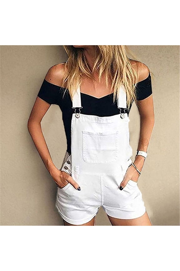 Pants for Women Plus Size Women's Casual Solid Color Loose Straight Suspender Belt Pants One-piece Pants One-piece Pants Loose Causal Pants