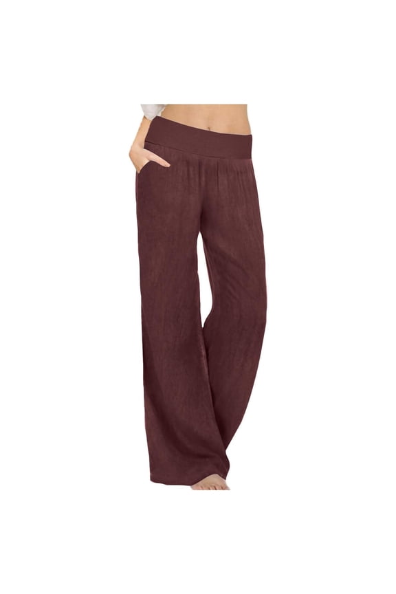 Pants for Women Draw String Dress Pants Summer Waist Casual Womens Loose for Women Linen Pajamas Casual Tall Peg Leg Trousers Elastic Harem with Pockets S