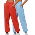 thumbnail image 1 of Pants for Women Dressy Womens Elastic Sweatpants Baggy High Waisted Athletic Joggers Workout Loungewear Trousers 2pc Sweat Pants with Pockets Womens Jogger Pants S-56 Orange XL, 1 of 6