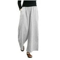 thumbnail image 1 of Pants For Women Elastic High Waist Straight Leg Slacks Slim Fit Striped Trousers Plus Size Pants Oversized Wide Leg Slacks Loose Pockets Trousers Casual Hiking Pants Savings Clearance 2024, 1 of 5