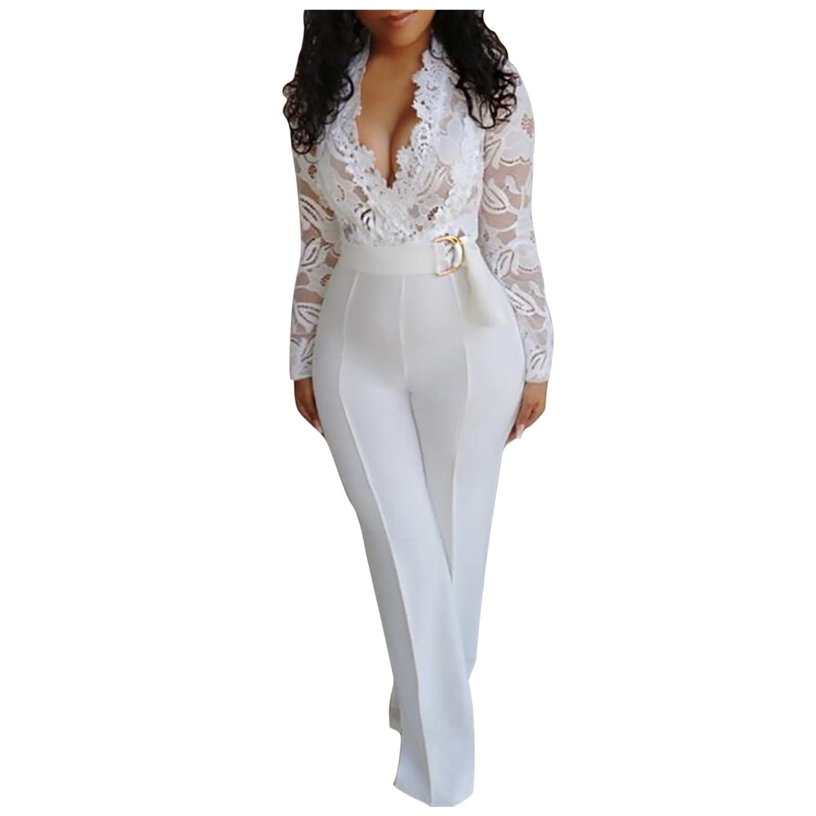 Plus Size Baylin Overlay Jumpsuit- White – Curvy Sense