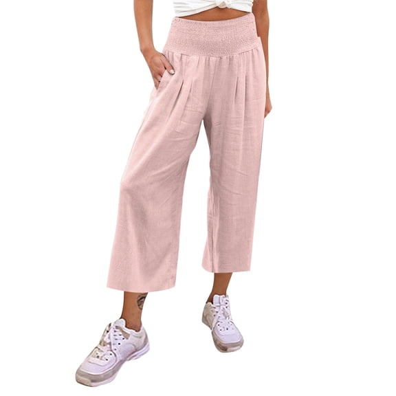 Pants for Women Interview Clothes for Women Dress Pants Casual Straight Leg Track Buttons on Side Tall Casual Wide Leg Trouser Body Central Drawstring Pink M