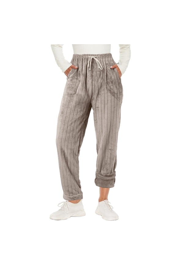 Pants for Women Jean with Pockets Brocade Pants Women Cute Business Clothes for Trendy Business Casual Clothes Causal Flees Lined Casual Dresses Khaki L