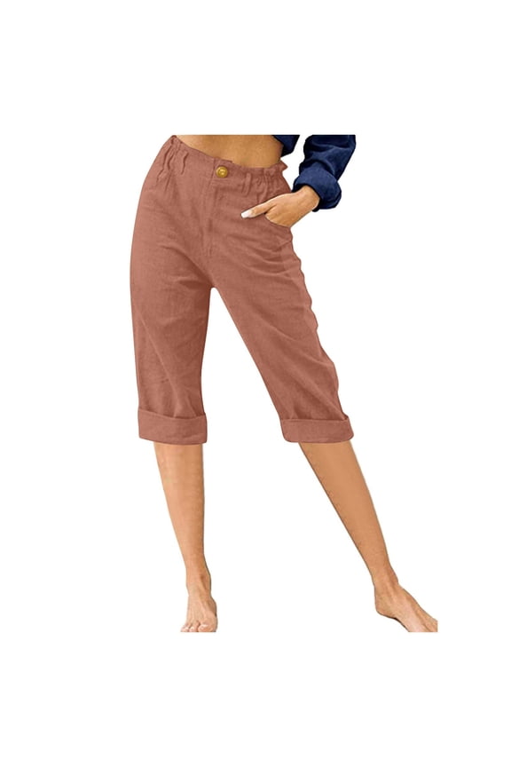 Pants for Women Ladies Pants Casual Womens Fall Midsize Fashion Women Jean Hiking Beaded Flare Elastic Womens Work Clothes Business Casual Cute Leggings for 70s W Khaki S