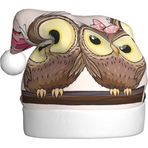 Cute Owls Christmas Hats, Party Hat Holiday Decoration Cap,Showing A Warm And Pleasant Atmosphere Black 1