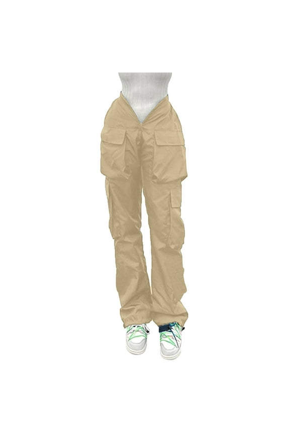 Pants for Women Patterned Workout Pant with Pocket Casual Pants Rompers for Women Casual Print Patchwork Elastic Loose Irregular Yoga Pant with Pocket plus Long Yoga Beach Clothes Khaki L