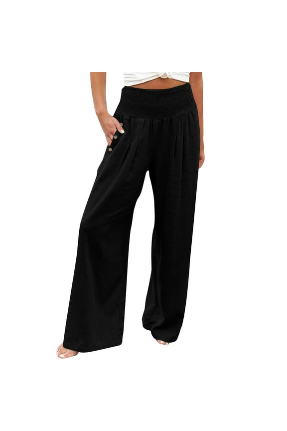 Summer Pants for Women Fashion Elastic Waist Pant With Pocket Loose Harem Pants Printed Crop 2xl Sweatpants Women Active with Pockets Dress for Pockets Distressed Half Half Black L