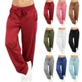 thumbnail image 1 of Yoga Pants for Women Plus Size Casual Loose Trousers Drawstring Long Pants Wide Leg Pants Yoga Pants with Pockets Women Running Jogger Sweatpants S-5XL, 1 of 9