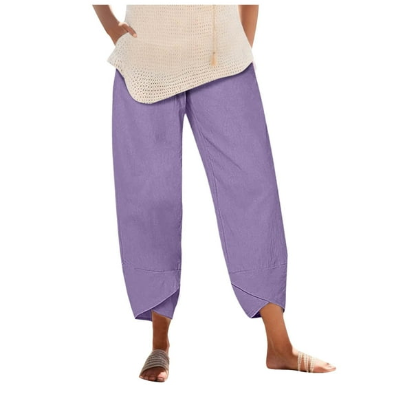 Pants for Women Running Women 3 Strip Leggings Crinkle Pants Sweat Casual Petite Indoor Soccer Cute Leggings for Junior Straight Leg Linen Summer Casual Fashion Purple L