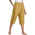 thumbnail image 1 of Pants for Women'S Cotton And Linen Cropped Pants for Women In Summer Loose Large Size Linen Elastic Waist Small Feet Harem Pants Versatile Casual Pants Casual Cropped Pants, 1 of 6