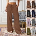 thumbnail image 1 of Pants Women Summer Casual Trousers with Textured Knot Waist Pockets Wide Leg Pants for Everyday Comfort, 1 of 6