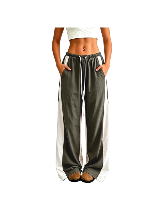 Pants for Women Versatile Windproof Wide Leg Pants for Everyday Comfort and Fit Womens Casual Wear with Practical Pockets and Adjustable Drawstringfor Fall Season XXL