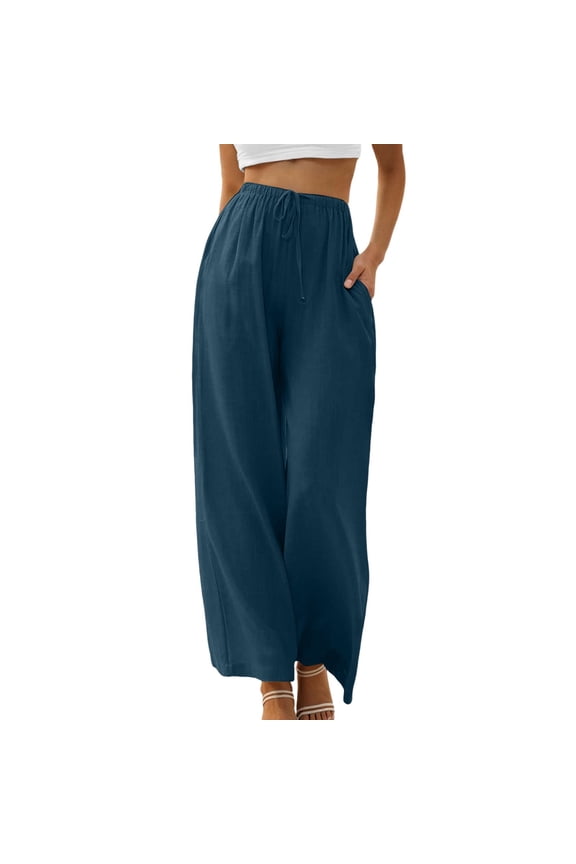 Pants for Women Waist Yoga Womens Casual Straight Leg Pants Linen for Women Winter Running Leggings Womens Petite Sweatpants Smart Skin Cropped Trousers Stretchy Work Blue 3XL