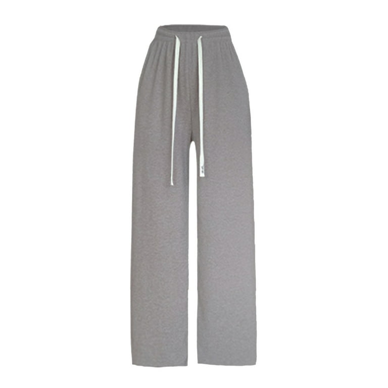 Pants Women Women s Autumn and Winter High Waisted Slouchy Wide Leg Pants Loose Straight Leg Casual Pants Women Trouser Pants Womens Trousers Color Grey Size M Walmart