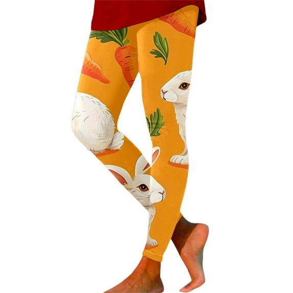 Pants Women Women's Easter Rabbit Print High Waisted Leggings Lift Exercise Leggings Yoga Pants Womens Sweatpants Orange M